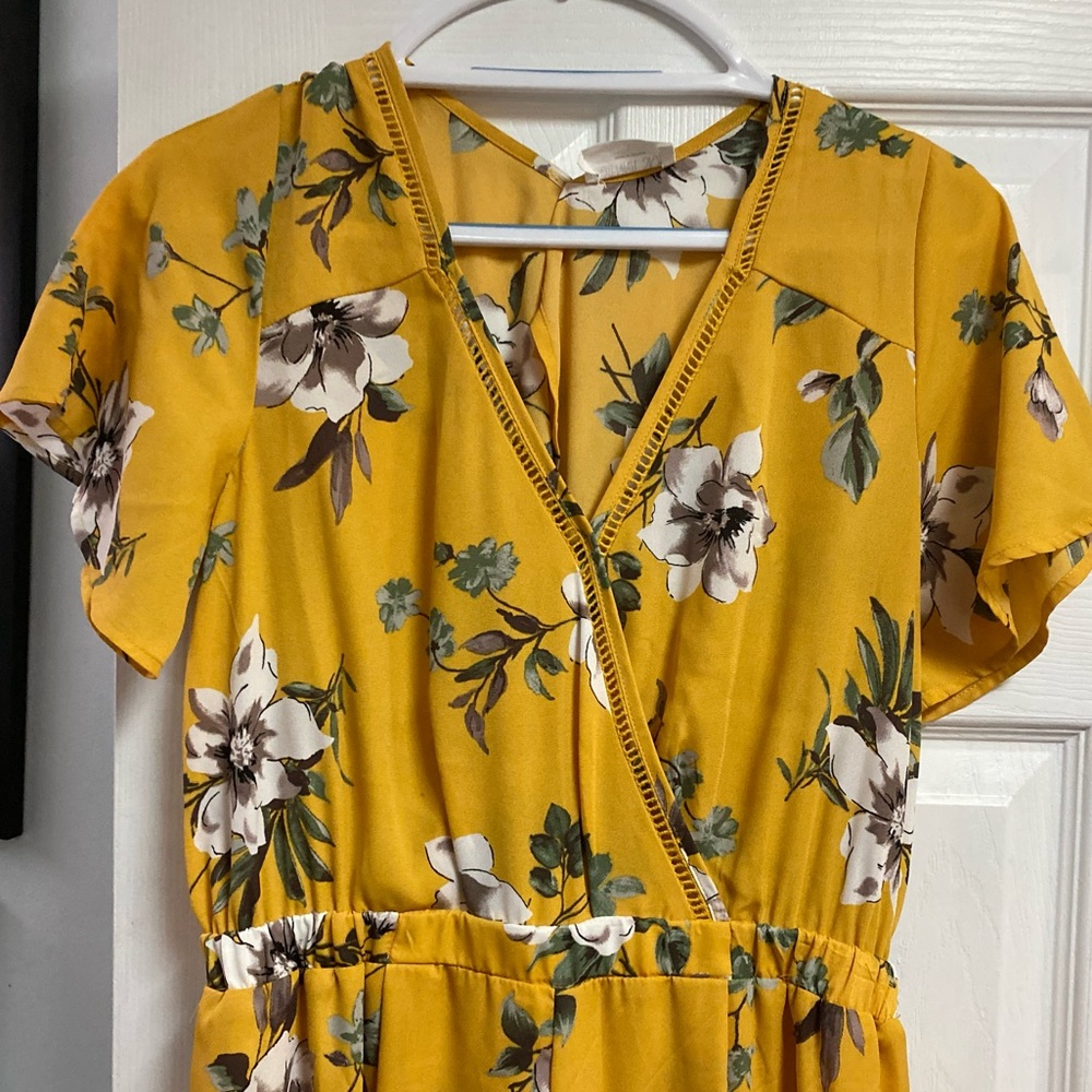Yellow Flower Pattern Jumpsuit - image 2